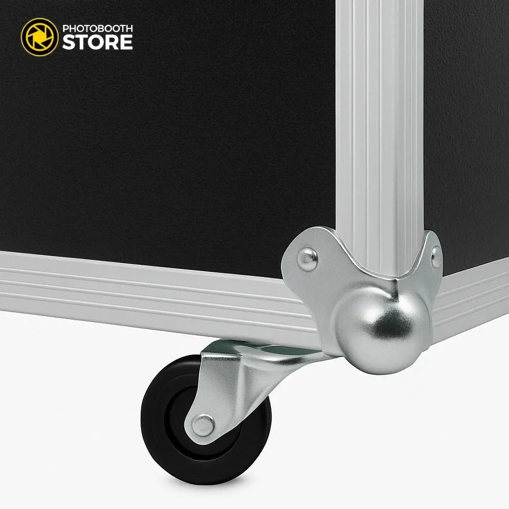 Fotomatón 360 Profesional de 80 cm de segunda mano: detalle de las ruedas del flight case