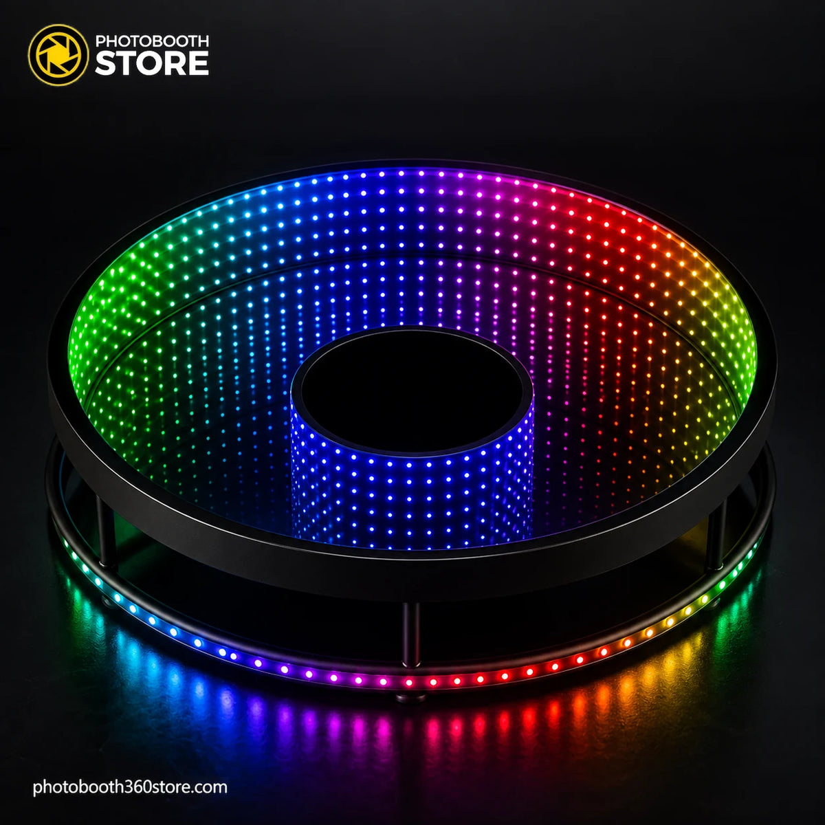 Fotomatón 360 Espejo Infinito de segunda mano: detalle de la plataforma de espejo infinito con LED