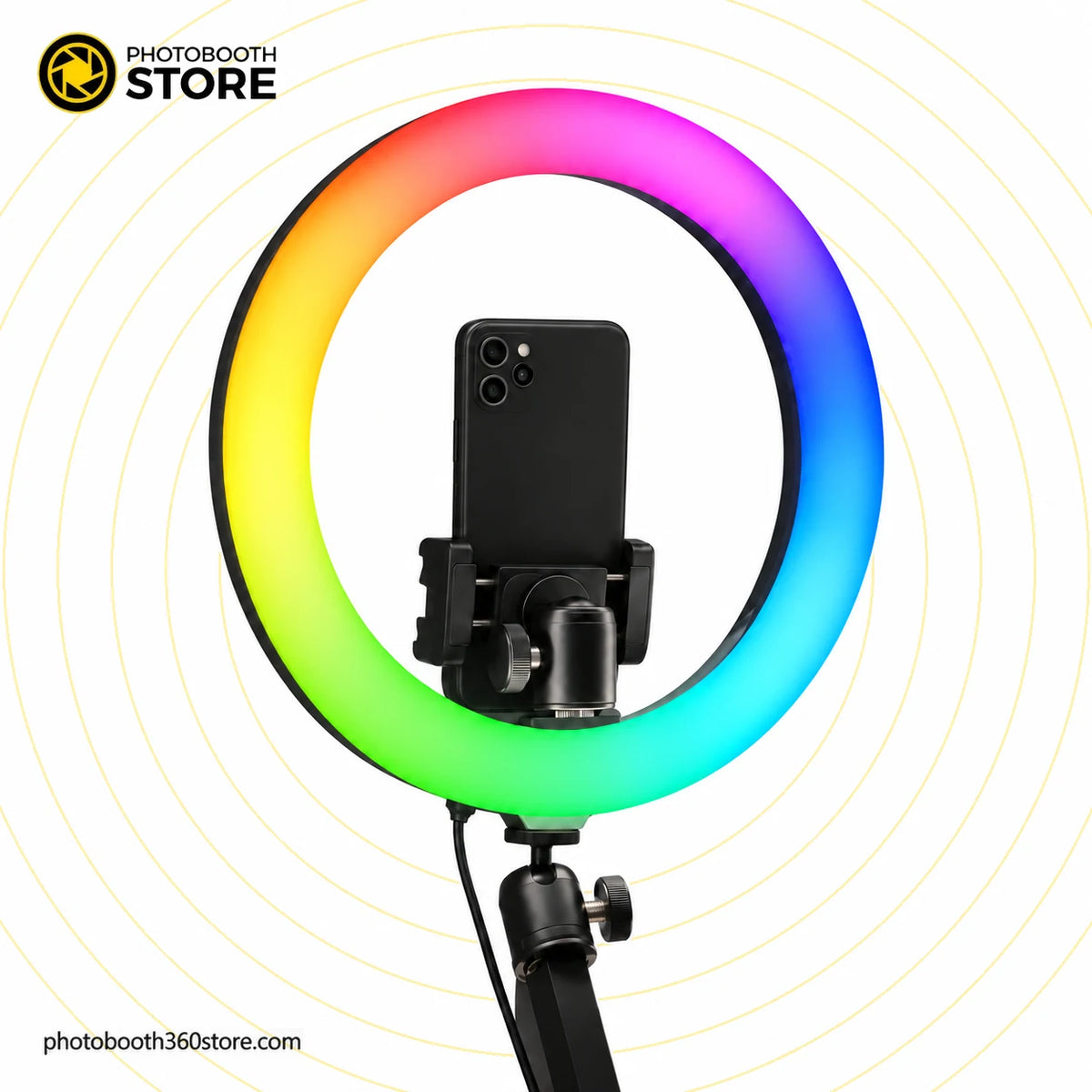 Fotomatón 360 Profesional: aro de luz LED con soporte para móvil